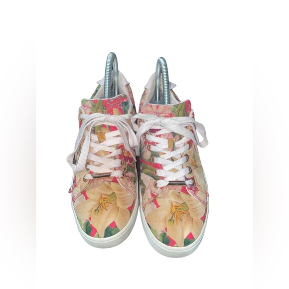 Ted Baker Shoes - Ted Baker satin floral print lace up sneaker shoes. Size 9. EUC.